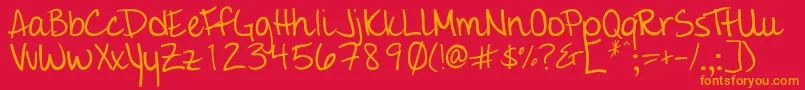 Giddehand Font – Orange Fonts on Red Background