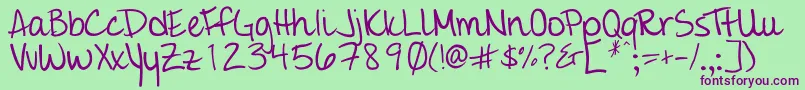 Giddehand Font – Purple Fonts on Green Background