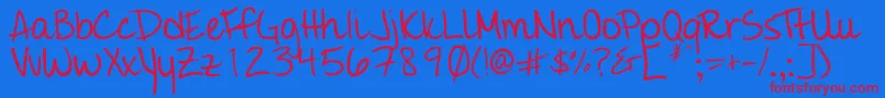 Giddehand Font – Red Fonts on Blue Background