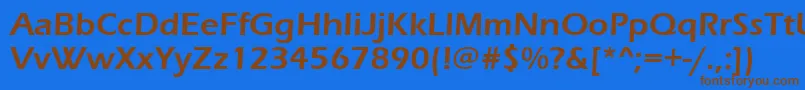フォントErasdemi – 茶色の文字が青い背景にあります。
