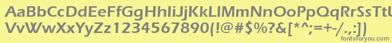 Erasdemi-fontti – harmaat kirjasimet keltaisella taustalla
