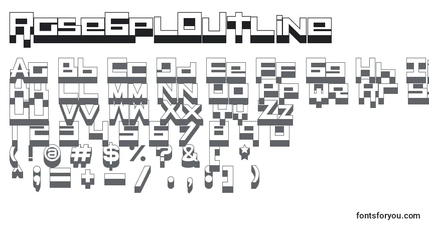 A fonte RaseGplOutline – alfabeto, números, caracteres especiais