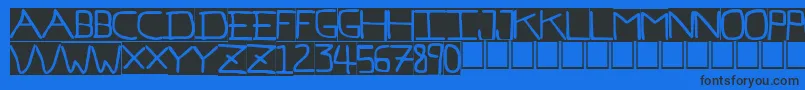 フォントPfVeryverybadfont7Inverted – 黒い文字の青い背景