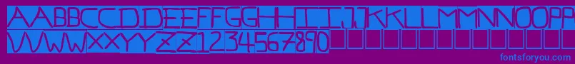 フォントPfVeryverybadfont7Inverted – 紫色の背景に青い文字