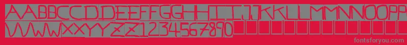 Fonte PfVeryverybadfont7Inverted – fontes cinzas em um fundo vermelho