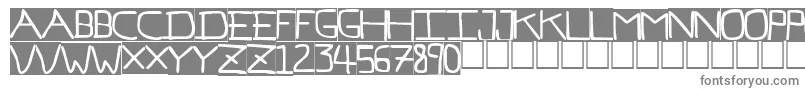 フォントPfVeryverybadfont7Inverted – 白い背景に灰色の文字