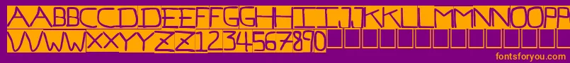 PfVeryverybadfont7Inverted-fontti – oranssit fontit violetilla taustalla