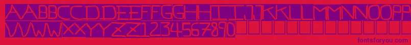 PfVeryverybadfont7Inverted-Schriftart – Violette Schriften auf rotem Hintergrund