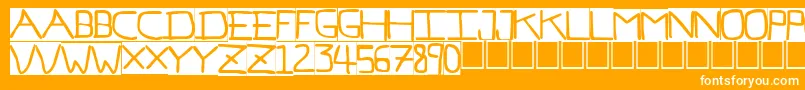 PfVeryverybadfont7Inverted-Schriftart – Weiße Schriften auf orangefarbenem Hintergrund