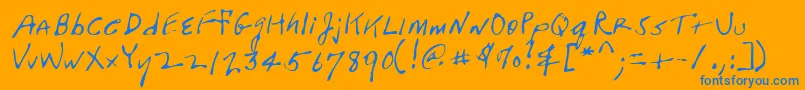 Lehn104-Schriftart – Blaue Schriften auf orangefarbenem Hintergrund