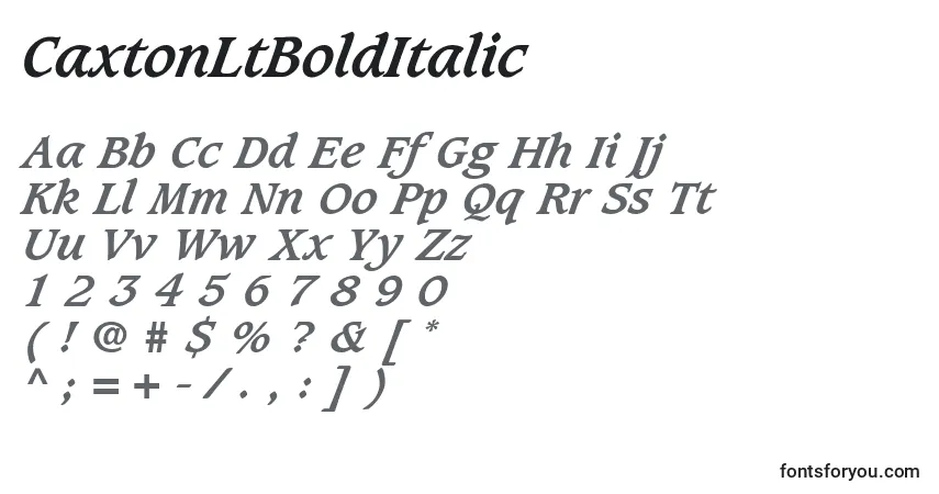 Fuente CaxtonLtBoldItalic - alfabeto, números, caracteres especiales