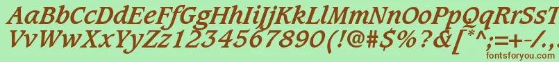 CaxtonLtBoldItalic Font – Brown Fonts on Green Background