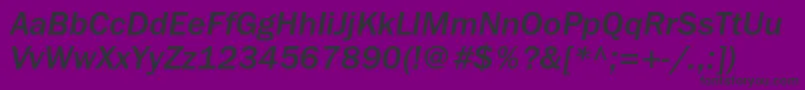 FranklingothicmediumcItalic-fontti – mustat fontit violetilla taustalla