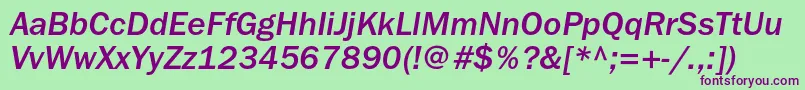 FranklingothicmediumcItalic Font – Purple Fonts on Green Background