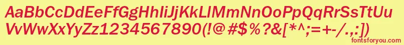FranklingothicmediumcItalic Font – Red Fonts on Yellow Background