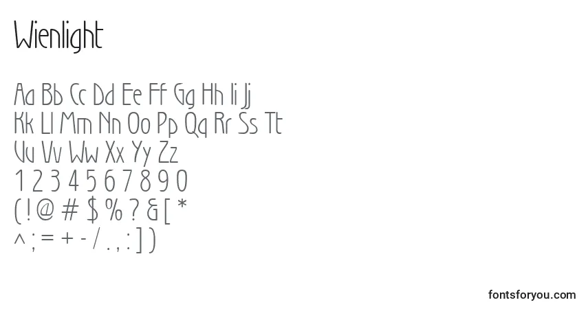 A fonte Wienlight – alfabeto, números, caracteres especiais