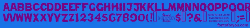 Repent-Schriftart – Violette Schriften auf blauem Hintergrund