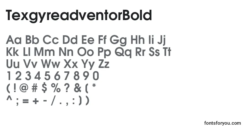 Шрифт TexgyreadventorBold (42220) – алфавит, цифры, специальные символы