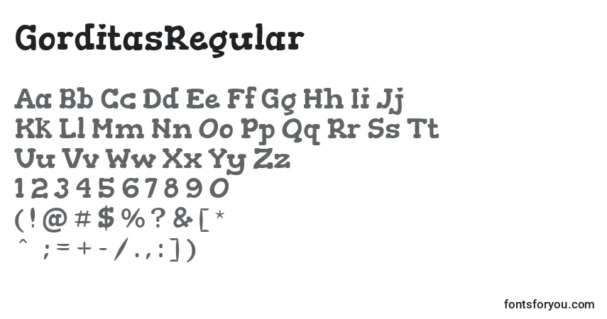 GorditasRegular Font – alphabet, numbers, special characters
