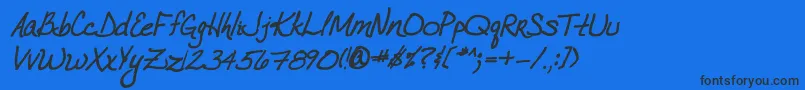 VtcJoelenehandBoldItalic Font – Black Fonts on Blue Background