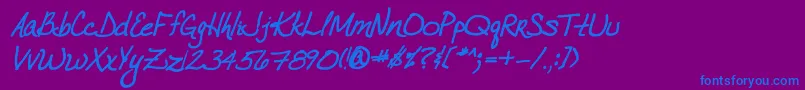 VtcJoelenehandBoldItalic Font – Blue Fonts on Purple Background