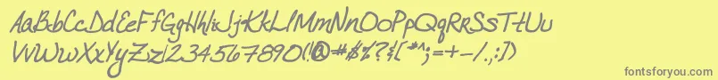 VtcJoelenehandBoldItalic Font – Gray Fonts on Yellow Background