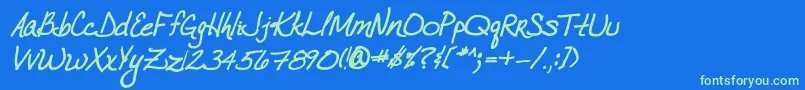 VtcJoelenehandBoldItalic Font – Green Fonts on Blue Background