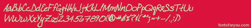 VtcJoelenehandBoldItalic Font – Green Fonts on Red Background