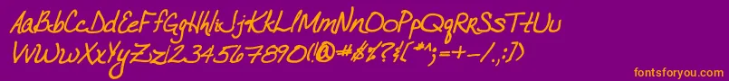 VtcJoelenehandBoldItalic Font – Orange Fonts on Purple Background