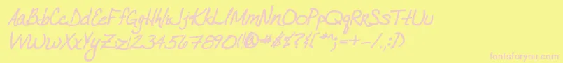 VtcJoelenehandBoldItalic Font – Pink Fonts on Yellow Background