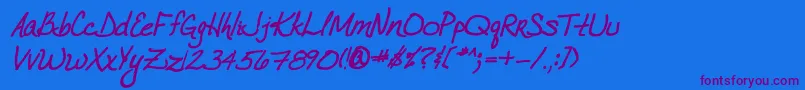 VtcJoelenehandBoldItalic Font – Purple Fonts on Blue Background