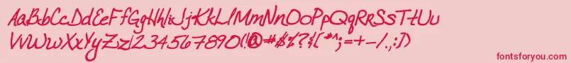VtcJoelenehandBoldItalic Font – Red Fonts on Pink Background