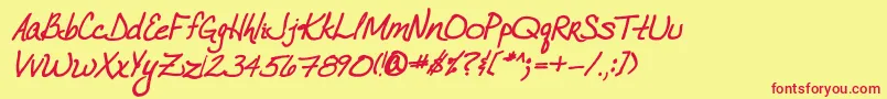 VtcJoelenehandBoldItalic Font – Red Fonts on Yellow Background