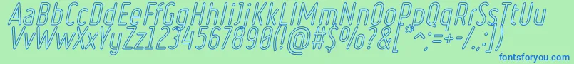 RulerOutlineItalic-Schriftart – Blaue Schriften auf grünem Hintergrund