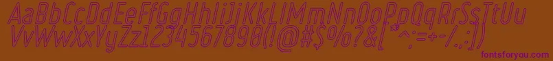 RulerOutlineItalic-Schriftart – Violette Schriften auf braunem Hintergrund
