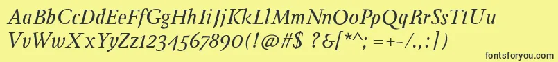 InglebyItalic-Schriftart – Schwarze Schriften auf gelbem Hintergrund