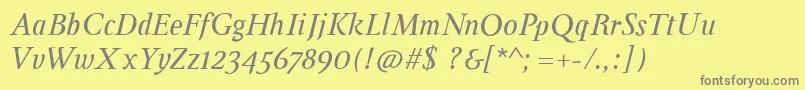 Czcionka InglebyItalic – szare czcionki na żółtym tle