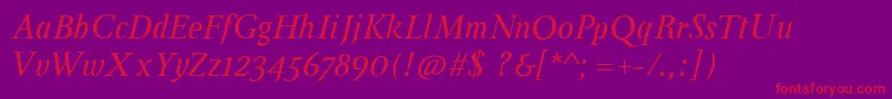 InglebyItalic Font – Red Fonts on Purple Background