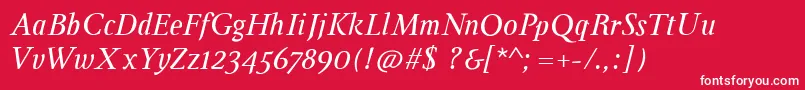フォントInglebyItalic – 赤い背景に白い文字