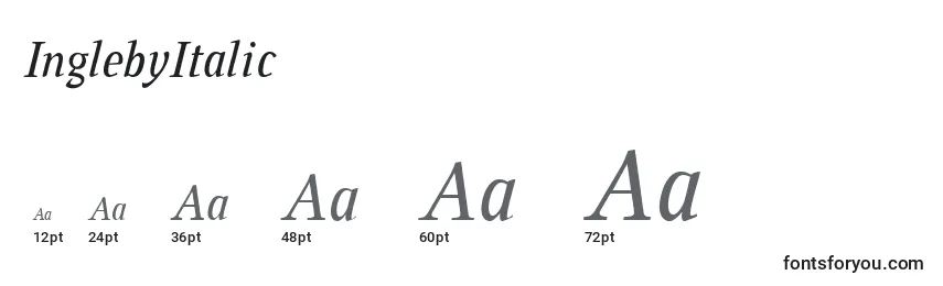 Размеры шрифта InglebyItalic