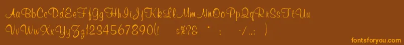 Muriel-Schriftart – Orangefarbene Schriften auf braunem Hintergrund