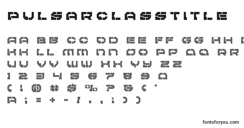 Pulsarclasstitle-fontti – aakkoset, numerot, erikoismerkit