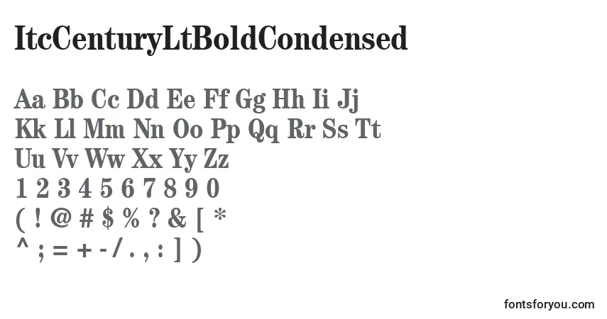 A fonte ItcCenturyLtBoldCondensed – alfabeto, números, caracteres especiais