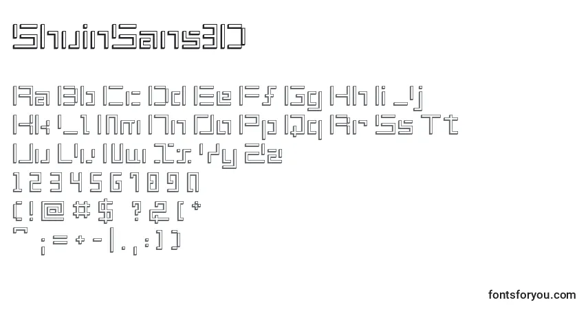 Шрифт ShuinSans3D – алфавит, цифры, специальные символы