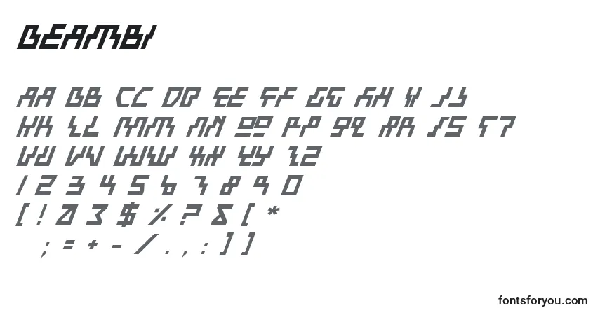Schriftart Beambi – Alphabet, Zahlen, spezielle Symbole