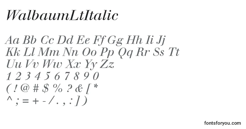 WalbaumLtItalicフォント–アルファベット、数字、特殊文字