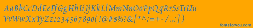 PetitscriptItalic Font – Blue Fonts on Orange Background