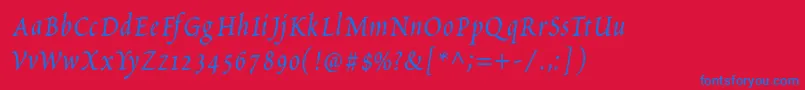 PetitscriptItalic Font – Blue Fonts on Red Background