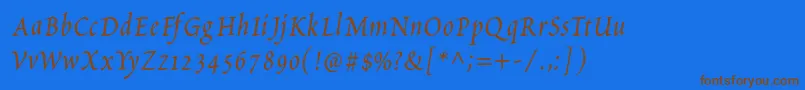 PetitscriptItalic Font – Brown Fonts on Blue Background