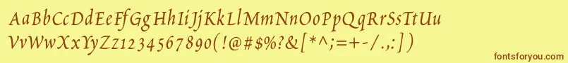 PetitscriptItalic Font – Brown Fonts on Yellow Background
